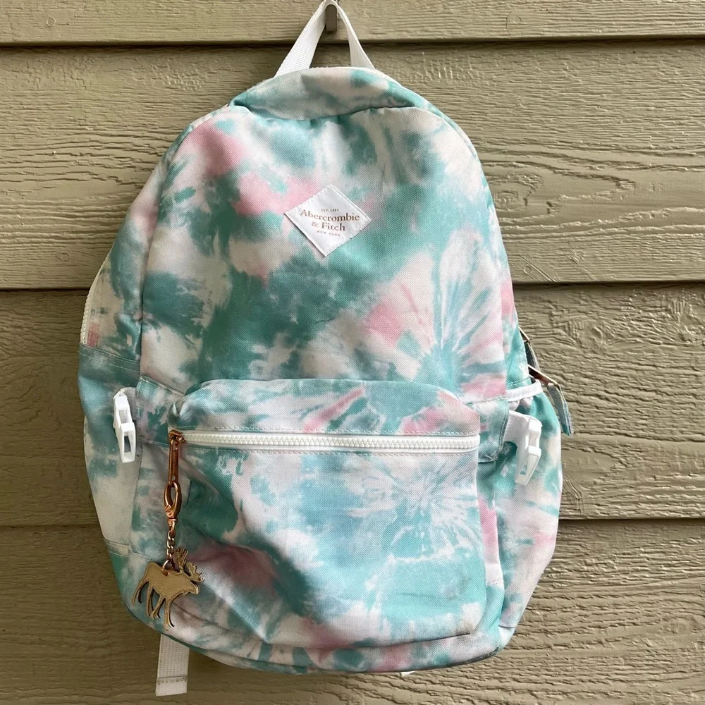 Abercrombie & Fitch Pastel Green Pink Girls‎ School Backpack Moose Charm
